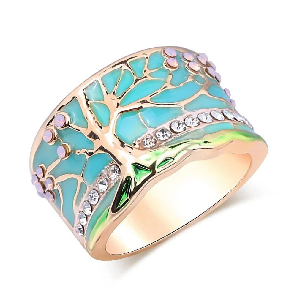 BOHO PEAK Tree of Life Opal Cherry Blossoms Band Ring Size 8